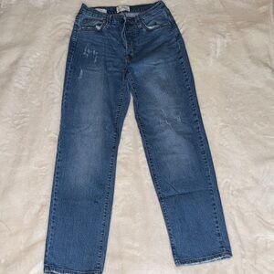 High Rise 90’s Straight Blue Denim Jeans